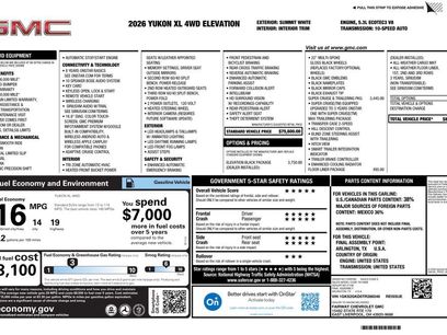 New 2026 GMC Yukon XL Elevation w/ LPO, Elevation Black Package