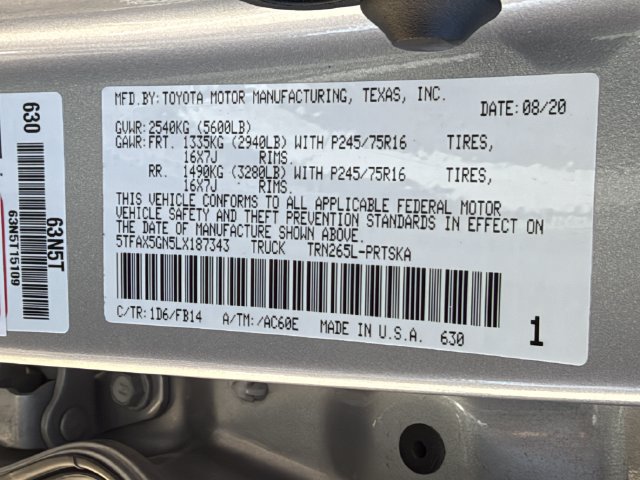 Used 2020 Toyota Tacoma SR w/ SR Convenience Package RWD image 24