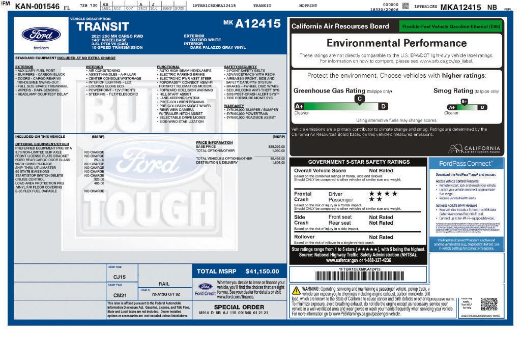 Used 2021 Ford Transit 250 Medium Roof w/ Load Area Protection Package RWD image 9