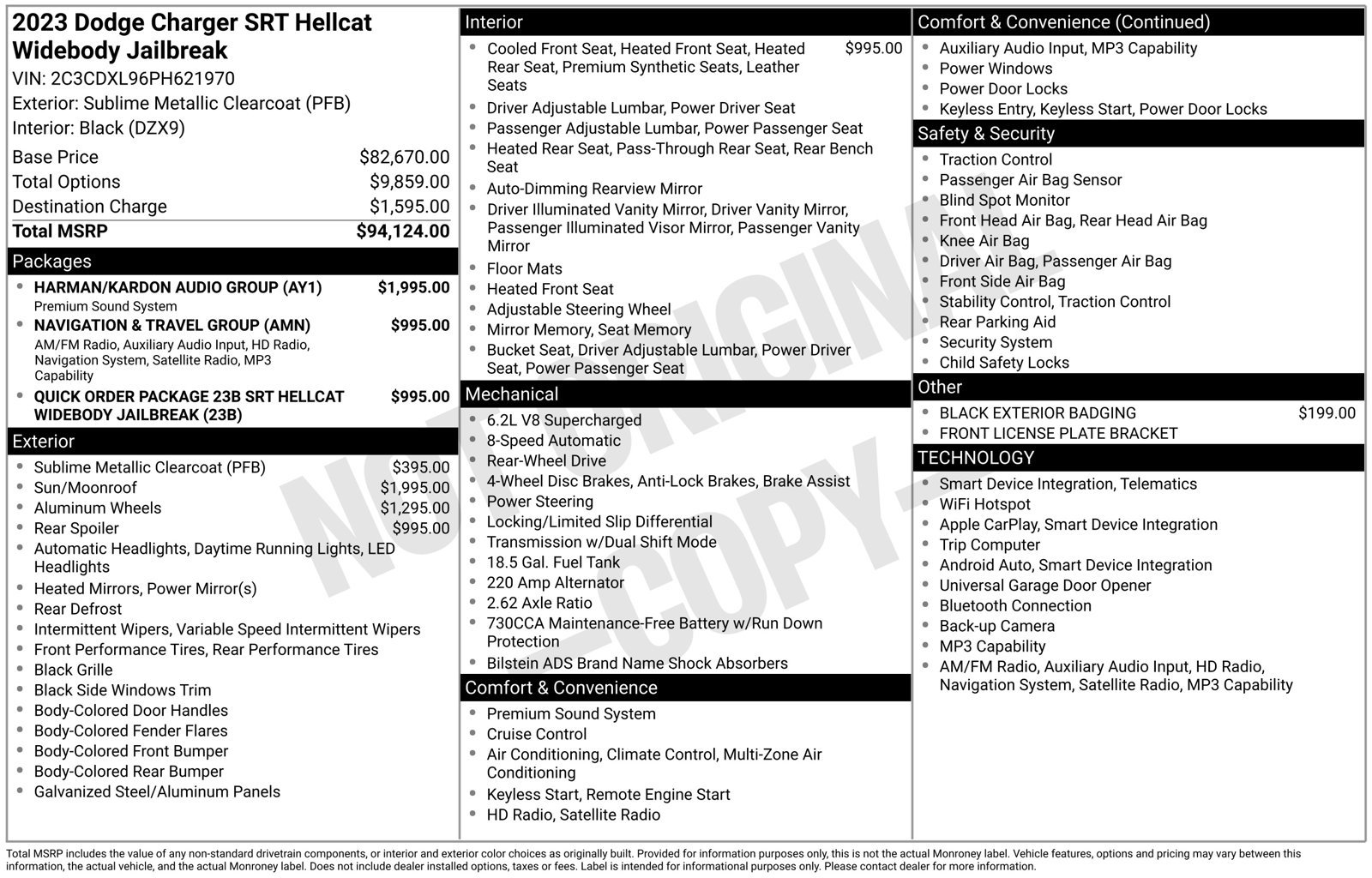 Used 2023 Dodge Charger SRT Hellcat w/ Harman/Kardon Audio Group RWD image 1