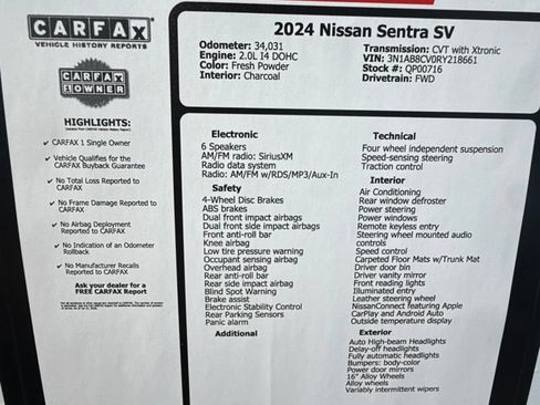 Used 2024 Nissan Sentra SV FWD image 11