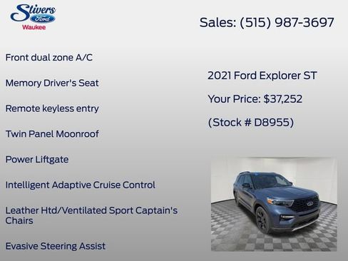 Used 2021 Ford Explorer ST w/ Equipment Group 401A image 27
