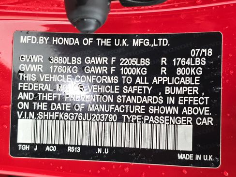 Certified 2018 Honda Civic Type R image 34