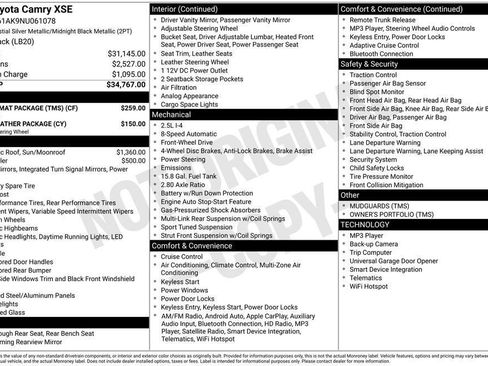 Used 2022 Toyota Camry XSE w/ Carpet Mat Package (TMS) image 30