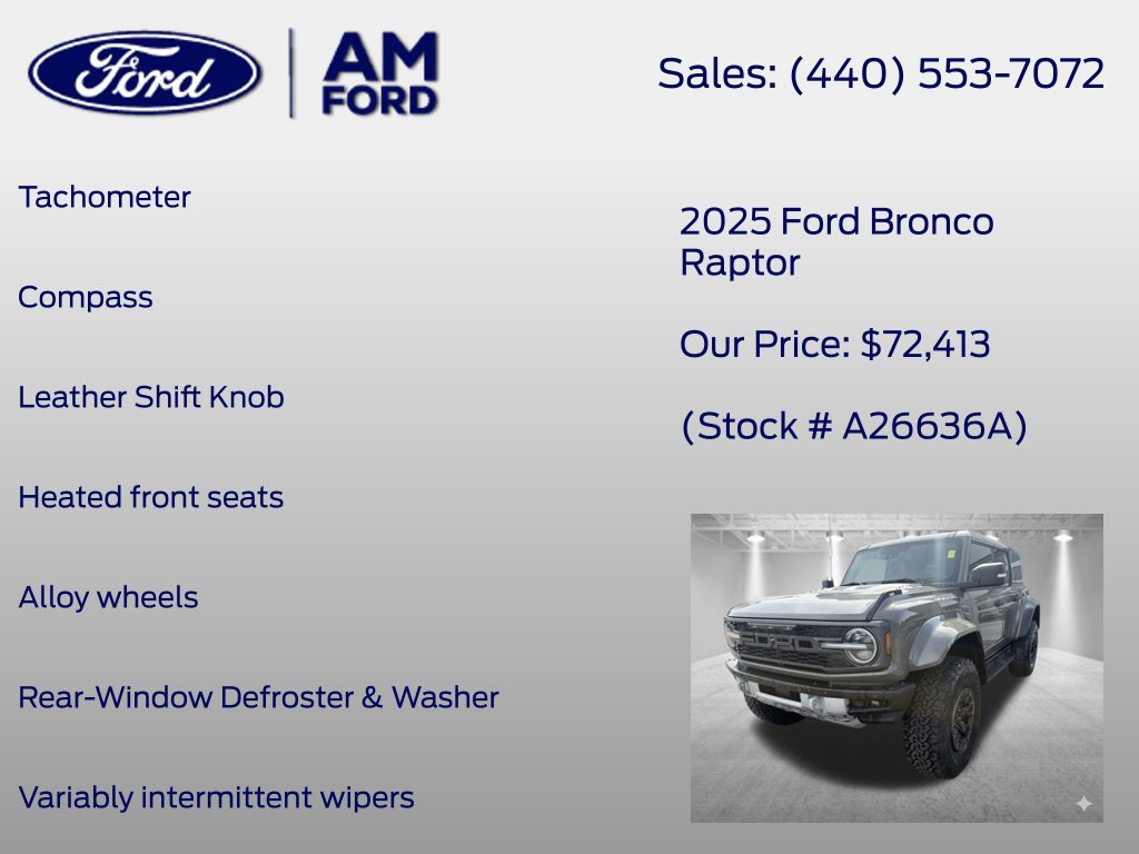 Used 2025 Ford Bronco Raptor w/ Interior Carbon Fiber Pack AWD/4WD image 27