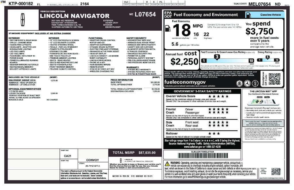 Used 2021 Lincoln Navigator Reserve w/ Luxury Package RWD image 3