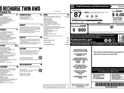 Used 2023 Volvo C40 P8 Recharge Ultimate w/ Protection Package Premier image 2