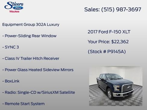 Used 2017 Ford F150 XLT w/ Equipment Group 302A Luxury AWD/4WD image 8