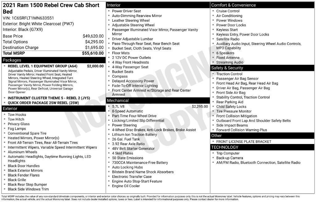 Used 2021 RAM 1500 Rebel w/ Rebel Level 1 Equipment Group AWD/4WD image 53