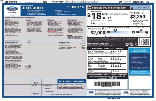 Certified 2018 Ford Explorer Sport w/ Equipment Group 401A AWD/4WD image 37