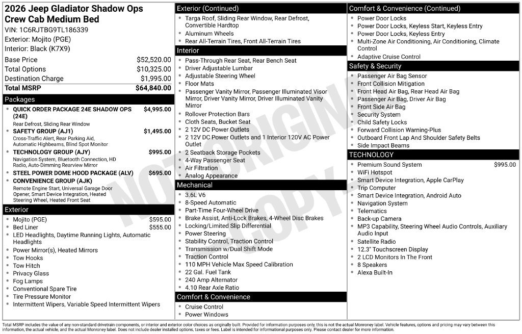 New 2026 Jeep Gladiator Rubicon AWD/4WD image 45