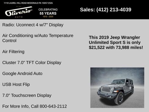Used 2019 Jeep Wrangler Unlimited Sport S image 16