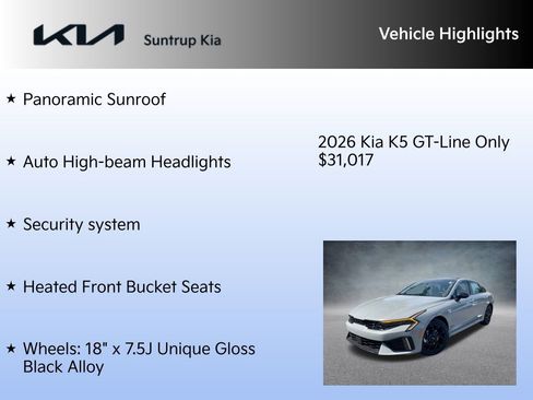 New 2026 Kia K5 GT-Line w/ GT-Line Premium Package image 15