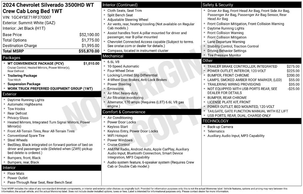 Certified 2024 Chevrolet Silverado 3500 W/T w/ WT Convenience Package AWD/4WD image 12