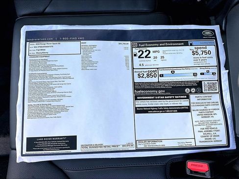 New 2026 Land Rover Range Rover Sport SE AWD/4WD image 14