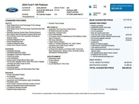 Used 2024 Ford F150 Platinum w/ Equipment Group 702A High image 53