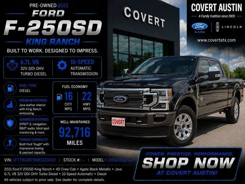 Certified 2021 Ford F250 King Ranch w/ King Ranch Ultimate Package AWD/4WD image 1