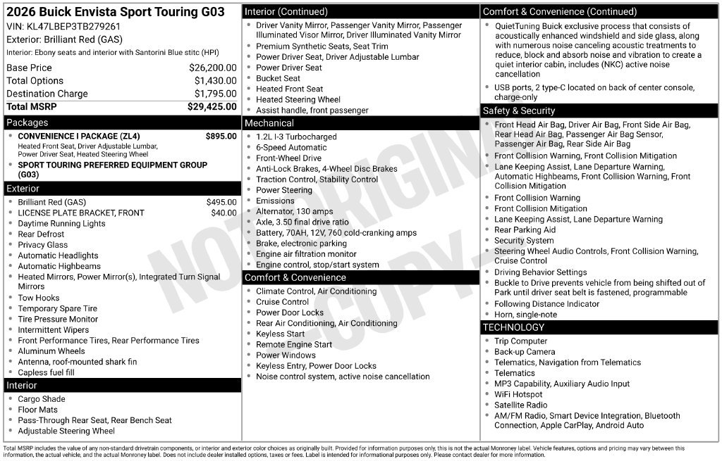 New 2026 Buick Envista Sport Touring w/ Convenience I Package FWD image 5