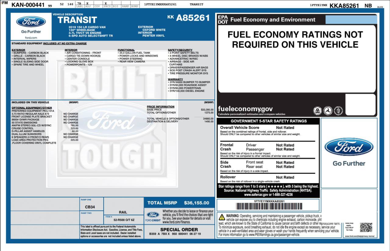 Used 2019 Ford Transit 150 130 Low Roof RWD image 4