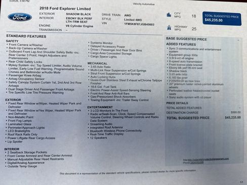 Used 2018 Ford Explorer Limited AWD/4WD image 28