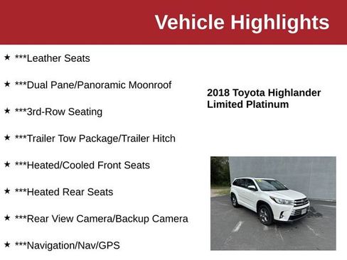 Used 2018 Toyota Highlander Limited Platinum AWD/4WD image 10