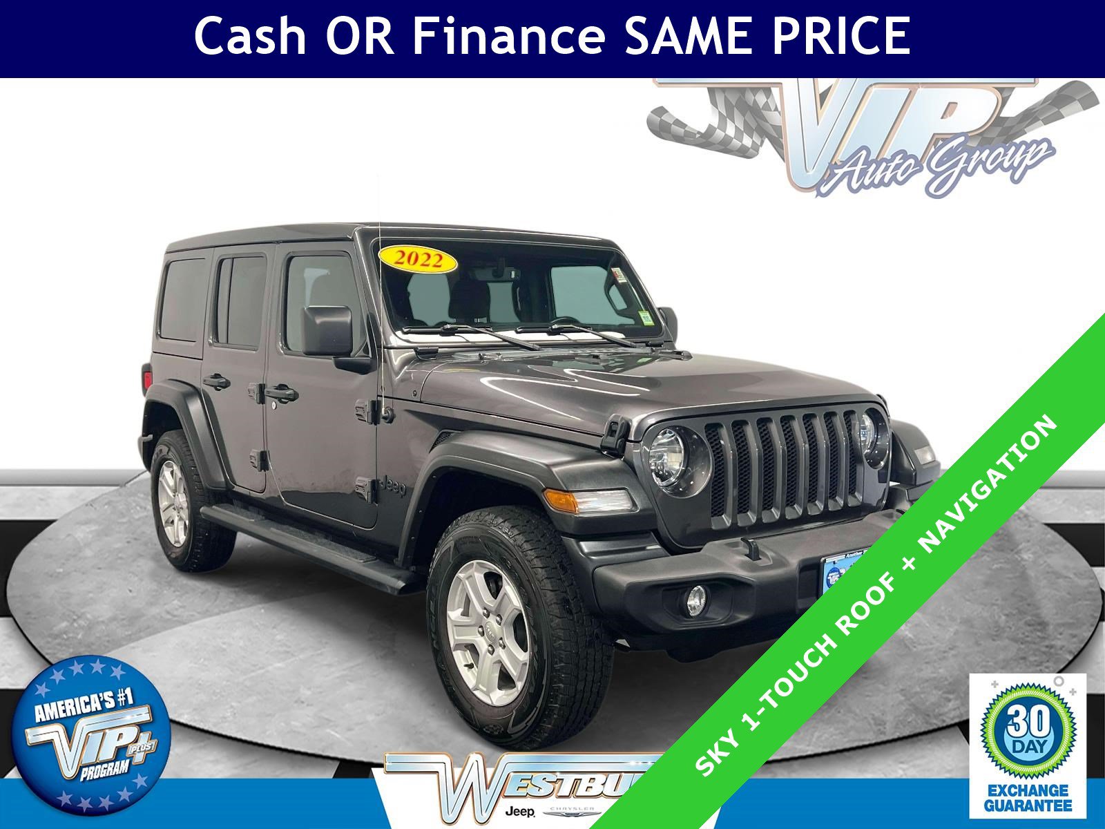Certified 2022 Jeep Wrangler Unlimited Sport w/ Sun And Sound Package AWD/4WD image 1