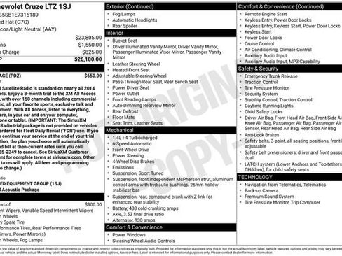 Used 2014 Chevrolet Cruze LTZ w/ RS Package FWD image 5