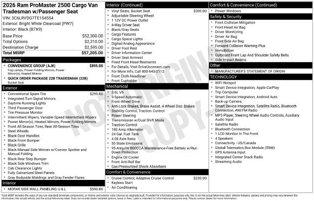 Used 2026 RAM ProMaster 2500 w/ Convenience Group FWD image 32