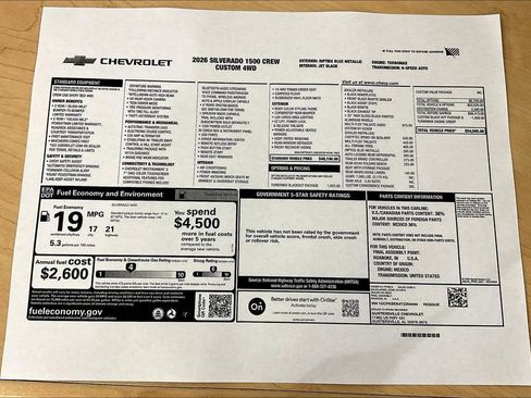 New 2026 Chevrolet Silverado 1500 Custom w/ Turbomax Blackout Package AWD/4WD image 14