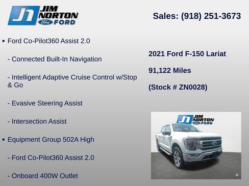 Used 2021 Ford F150 Lariat w/ Equipment Group 502A High AWD/4WD image 8