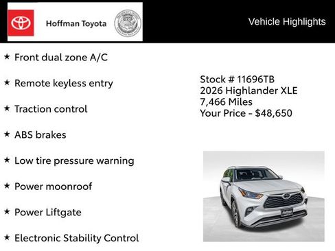 Used 2026 Toyota Highlander XLE AWD/4WD image 8
