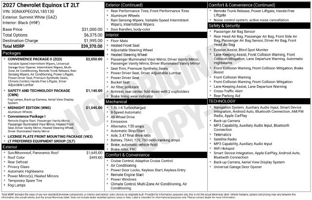 New 2027 Chevrolet Equinox LT w/ Convenience Package II AWD/4WD image 25