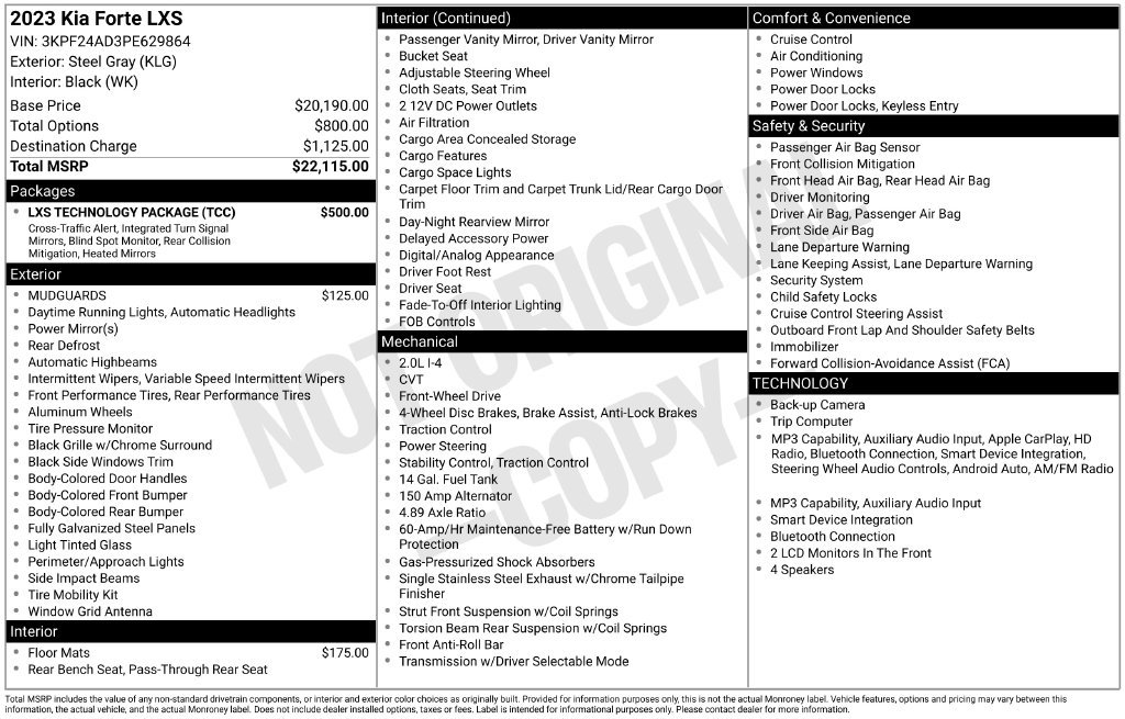 Used 2023 Kia Forte LXS w/ LXS Technology Package FWD image 18