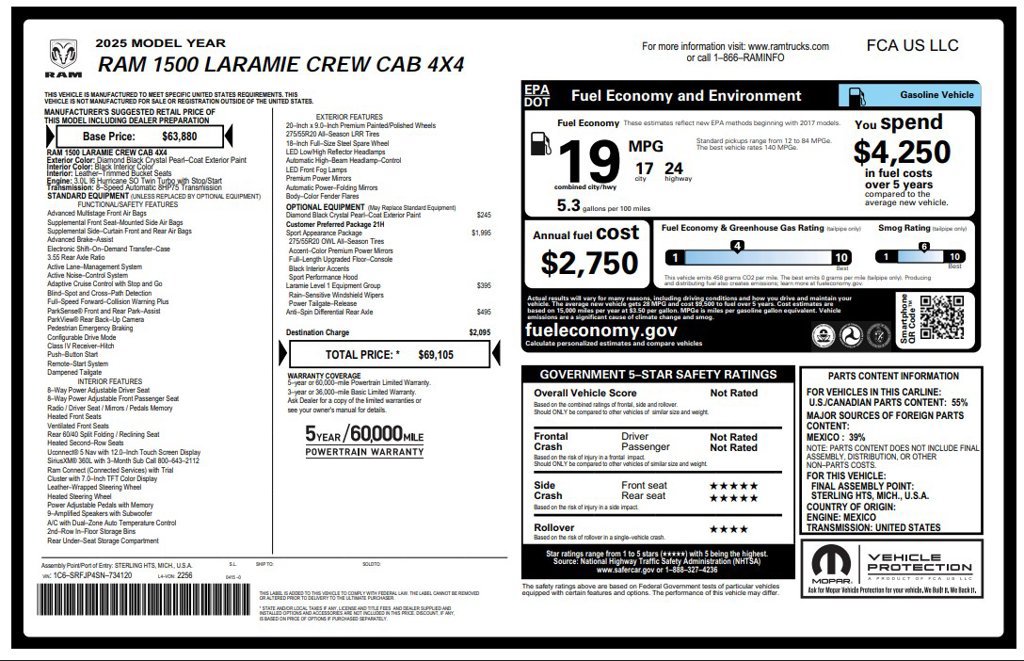 Certified 2025 RAM 1500 Laramie w/ Sport Appearance Package AWD/4WD image 3