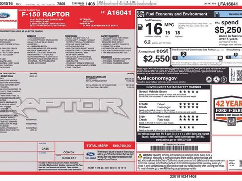 Used 2020 Ford F150 Raptor w/ Equipment Group 802A Luxury AWD/4WD image 24