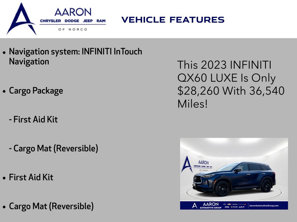 Used 2023 INFINITI QX60 Luxe w/ Cargo Package FWD image 5