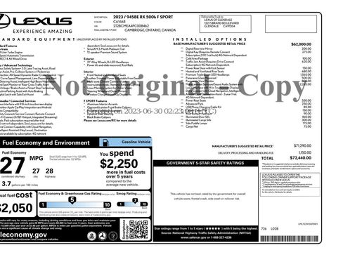 Used 2023 Lexus RX 500h F Sport w/ Cold Area Package image 58