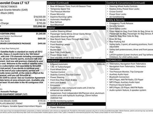 Used 2012 Chevrolet Cruze LT w/ All-Star Edition FWD image 7