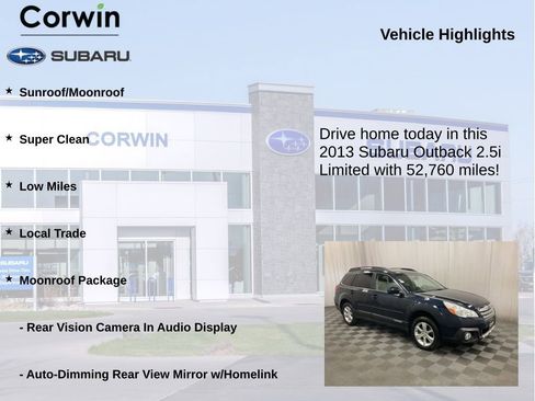 Used 2013 Subaru Outback 2.5i Limited w/ Moonroof Pkg AWD/4WD image 6