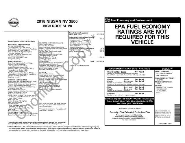 Used 2018 Nissan NV 3500 SL w/ Navigation Package RWD image 3