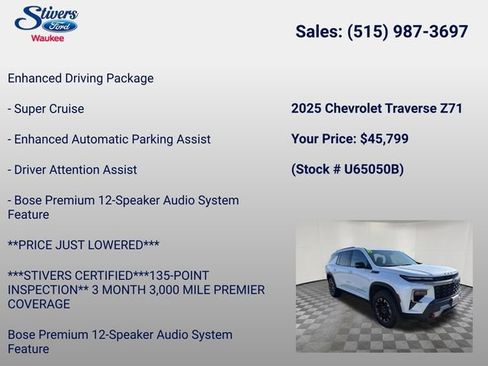 Used 2025 Chevrolet Traverse Z71 w/ Enhanced Driving Package AWD/4WD image 16