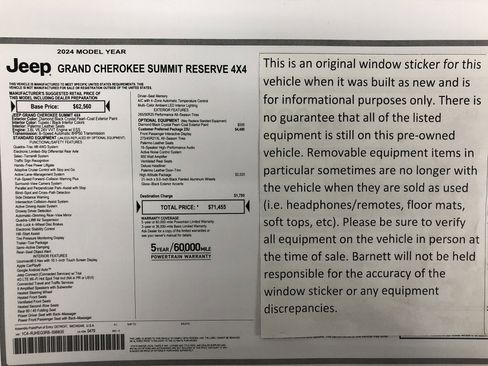 Certified 2024 Jeep Grand Cherokee Summit AWD/4WD image 2