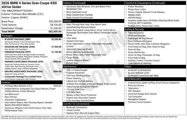 Used 2026 BMW 430i xDrive w/ M Sport Package AWD/4WD image 21
