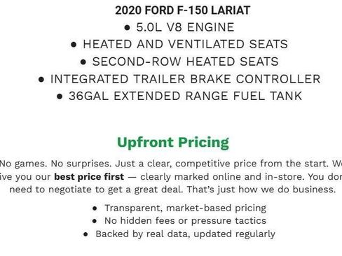 Certified 2020 Ford F150 Lariat w/ Equipment Group 502A Luxury AWD/4WD image 2