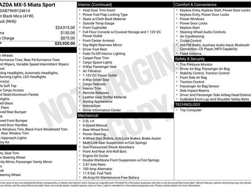 Used 2017 MAZDA MX-5 Miata Sport image 6