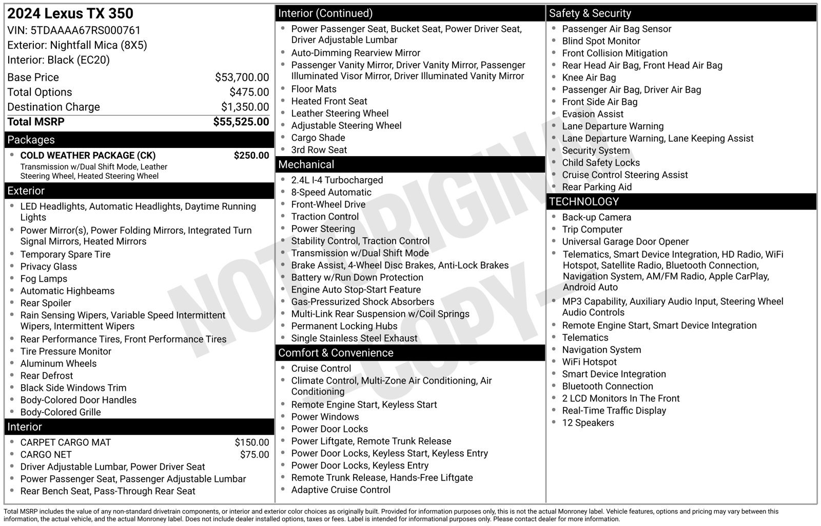 Used 2024 Lexus TX 350 FWD w/ Cold Weather Package image 46
