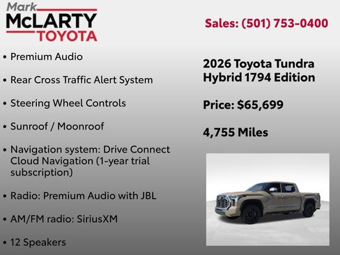 Certified 2026 Toyota Tundra 1794 Edition w/ TRD Off-Road Package AWD/4WD image 30