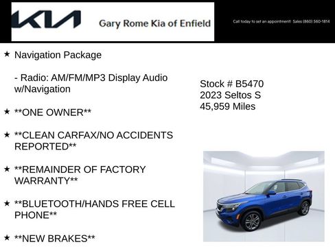 Used 2023 Kia Seltos S w/ Navigation Package FWD image 7