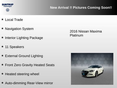 Used 2016 Nissan Maxima Platinum w/ Interior Lighting Package FWD image 6