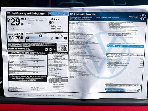 New 2026 Volkswagen Jetta GLI Autobahn image 19